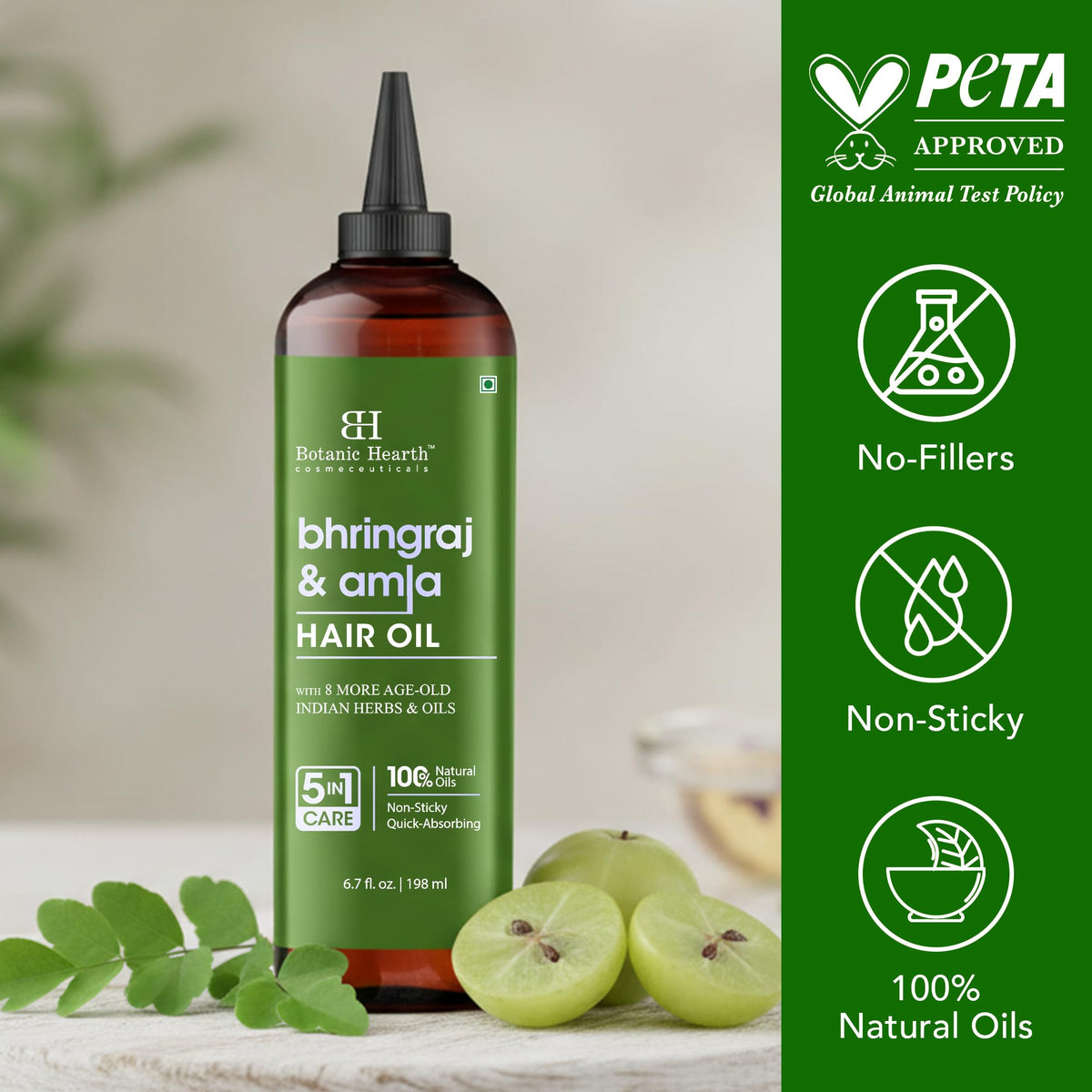 Botanic Hearth bottle on vanity in lifestyle setting suggesting easy daily routine integration