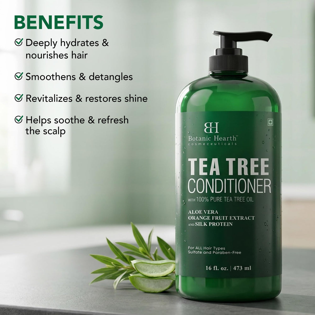 Botanic Hearth conditioner texture pouring to show creamy, lightweight hydration