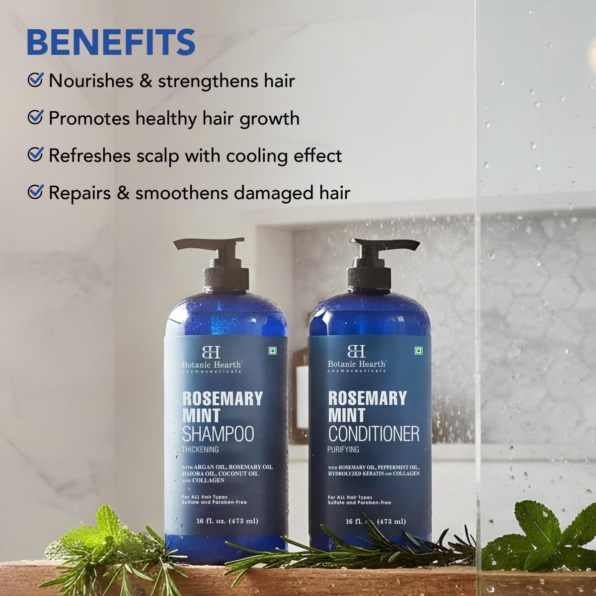 Botanic Hearth shampoo being dispensed into hand for easy use