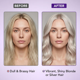 Botanic Hearth shampoo pump dispensing creamy purple texture for gentle toning