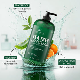 Botanic Hearth bottle next to hand illustrating 16 fl oz size and value
