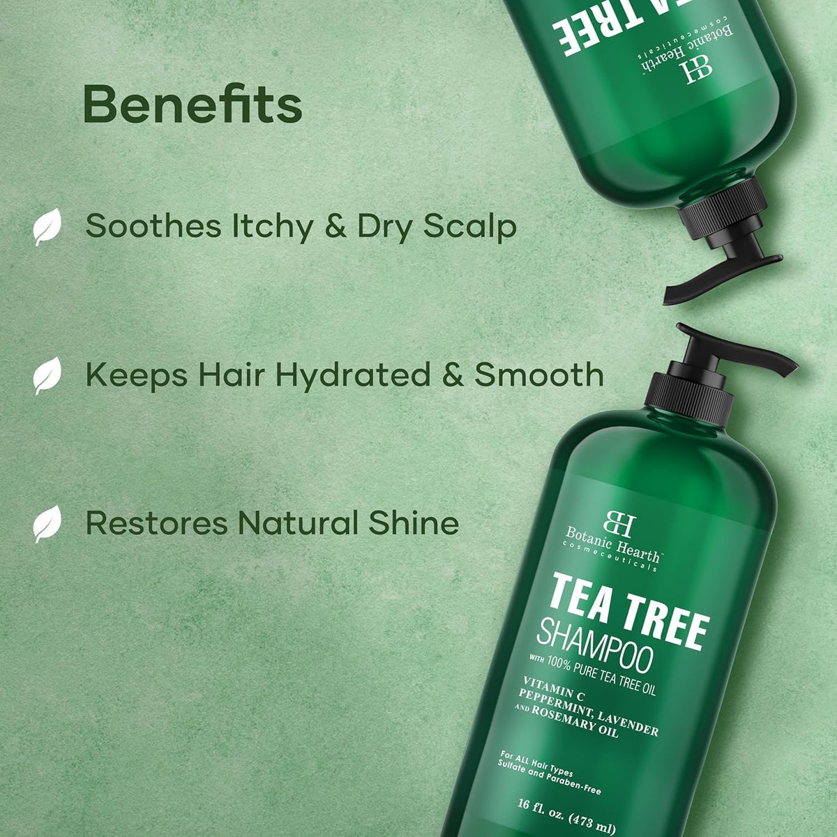 Botanic Hearth tea tree leaf close-up emphasizing natural ingredient soothing properties