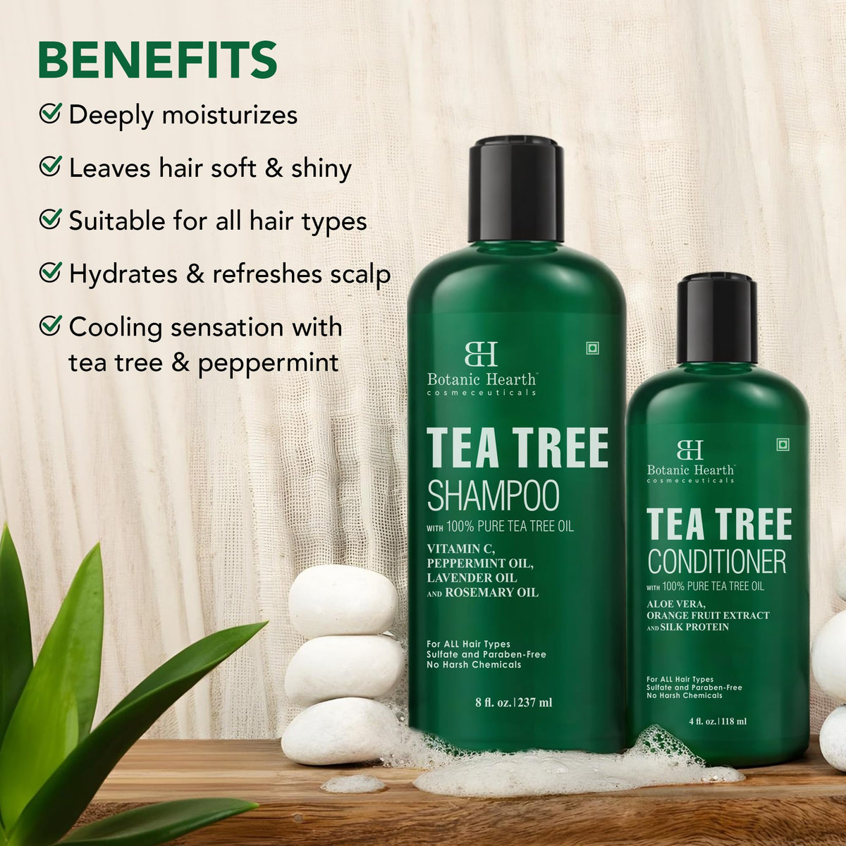 Botanic Hearth shampoo texture pouring to show gentle lather benefit