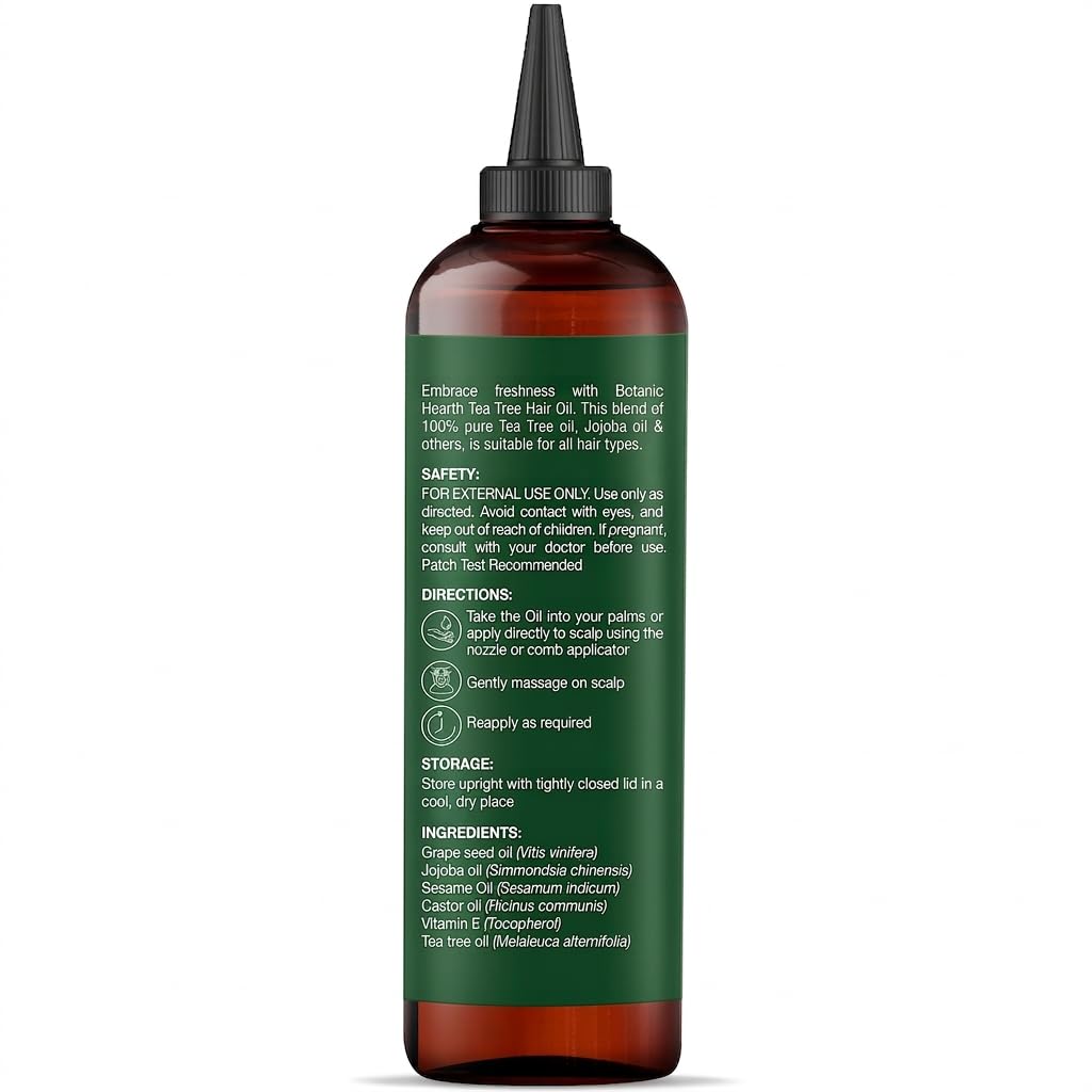 Botanic Hearth bottle in hand indicating 6.7 fl oz size and travel-friendly benefit