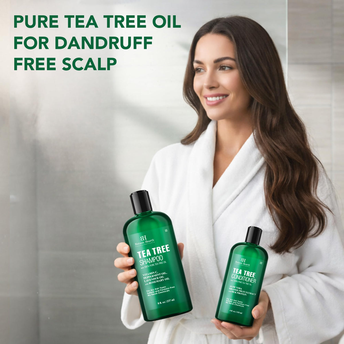 Botanic Hearth tea tree oil ingredient shot emphasizing soothing benefit