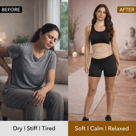 Botanic Hearth wrap worn on stomach for hands-free comfortable use