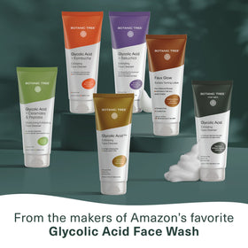 Botanic Tree flatlay of charcoal, bamboo, and shea illustrating natural active ingredients