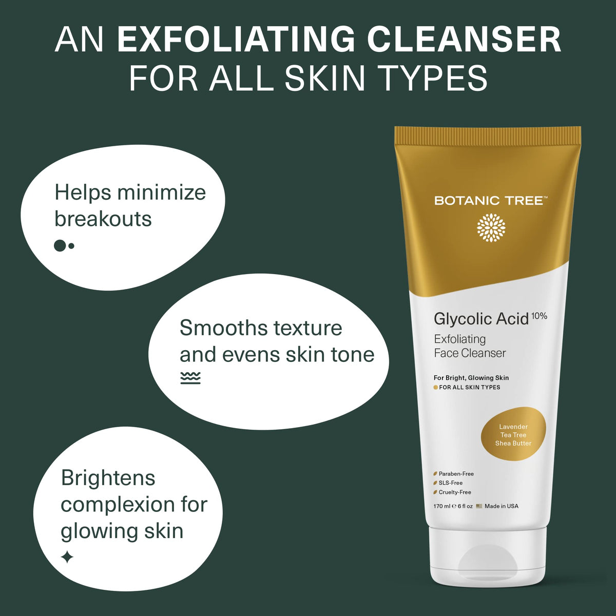 Botanic Tree foamy lather in hand demonstrating effective gentle cleanse
