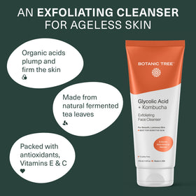Botanic Tree label close-up highlighting glycolic 10% and salicylic for exfoliation