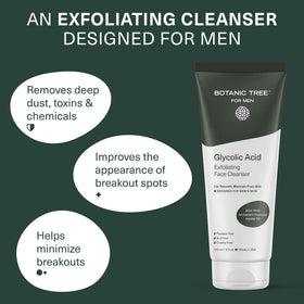 Botanic Tree gel texture close-up highlighting smooth lather and gentle exfoliation benefit