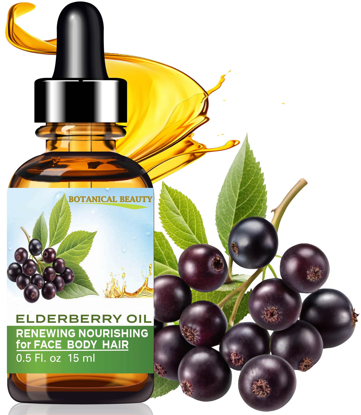 Botanical Beauty elderberry oil close-up texture showing smooth absorbency