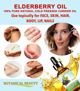 Botanical Beauty elderberry oil applied on skin for fast moisturizing