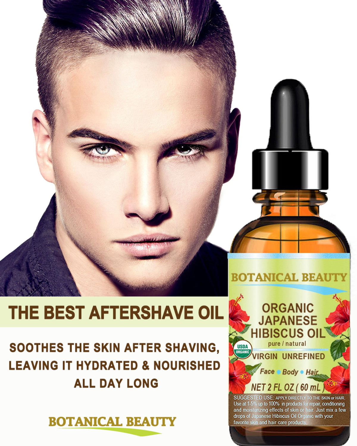 Botanical Beauty 0.5 fl oz bottle beside a coin showing travel-friendly size