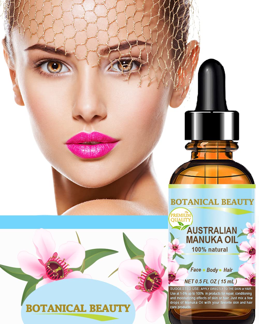 Botanical Beauty Manuka leaves and branchlets representing wild harvest benefit
