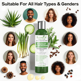 Botanical Green Care key ingredients collage with rosemary and lemongrass