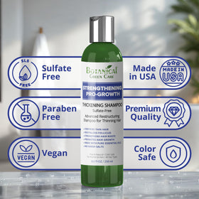 Botanical Green Care creamy lather demonstrating gentle cleanse and fuller-looking hair