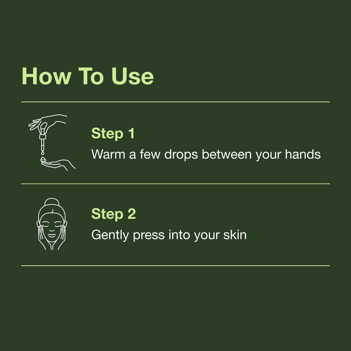 Botanics oil being warmed in hand demonstrating easy application and comfort