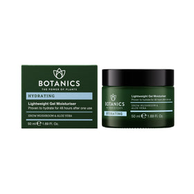 Botanics front packaging showing gel moisturizer and clear branding for easy identification