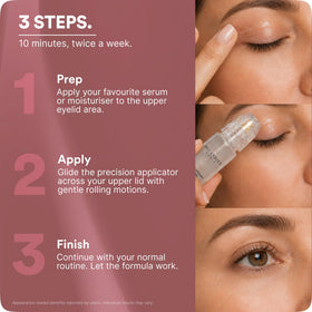 BOTANIQUE PARIS applicator in use on upper eyelid showing targeted placement benefit