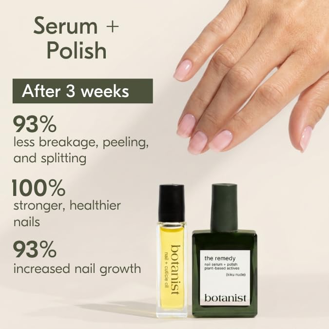 Botanist Nails kit beside a coin illustrating compact travel-friendly size
