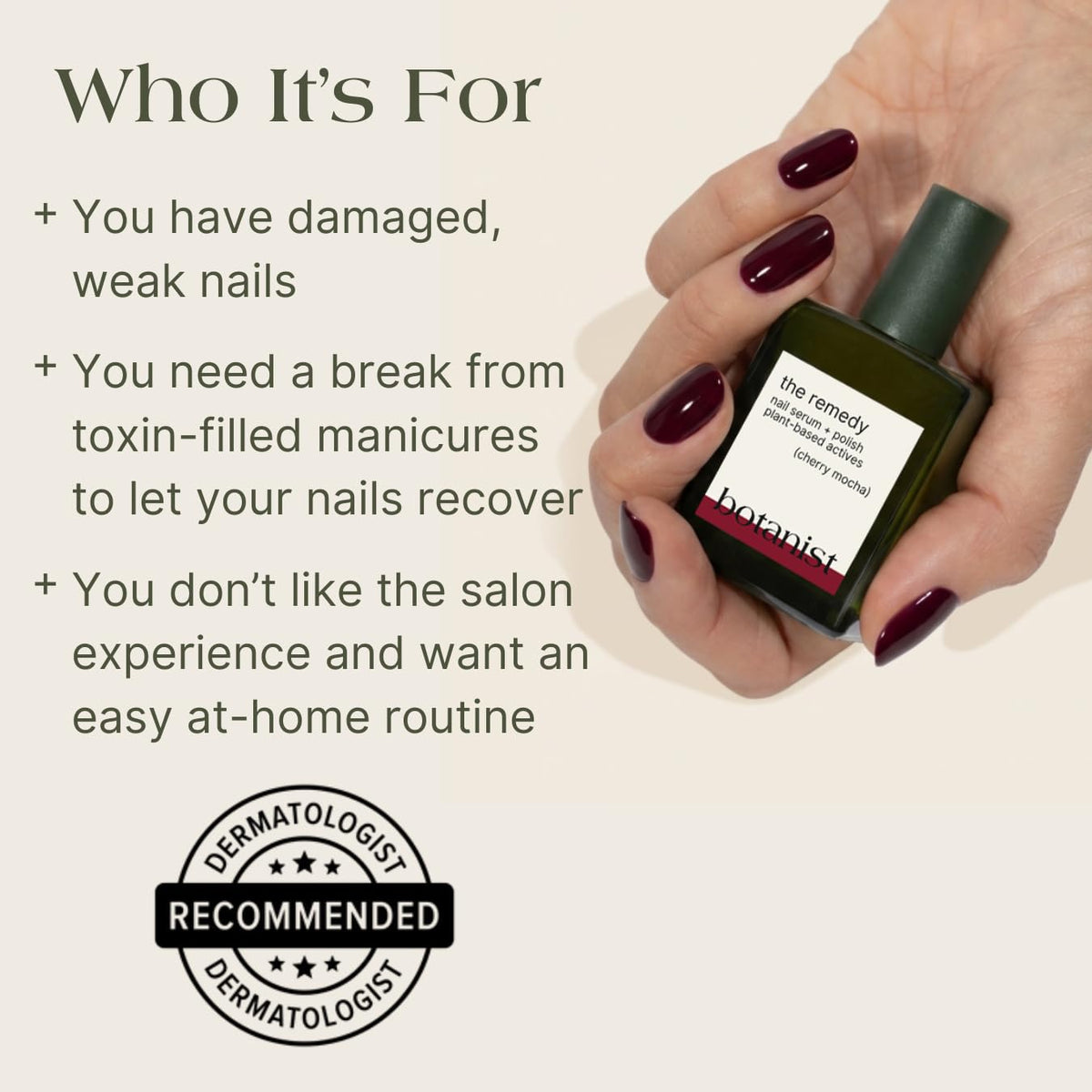 Botanist Nails being applied to recovering nails showing strengthening and smoothing benefit