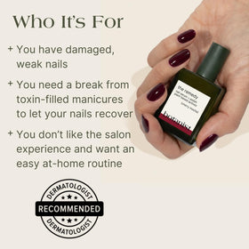 Botanist Nails being applied to recovering nails showing strengthening and smoothing benefit