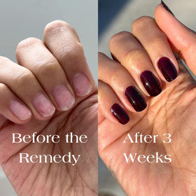 Botanist Nails bottle held in hand for scale highlighting compact travel-friendly benefit