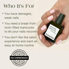 Botanist Nails application demo on natural nails showing quick-dry treatment use