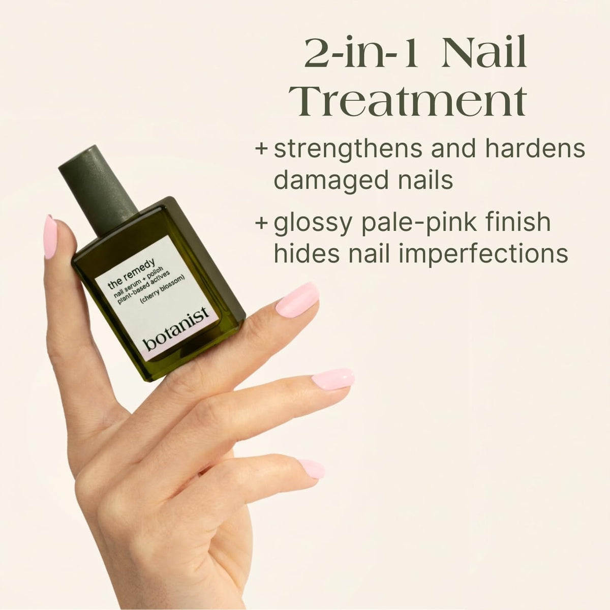 Botanist Nails brush and bottle detail demonstrating smooth, streak-free application