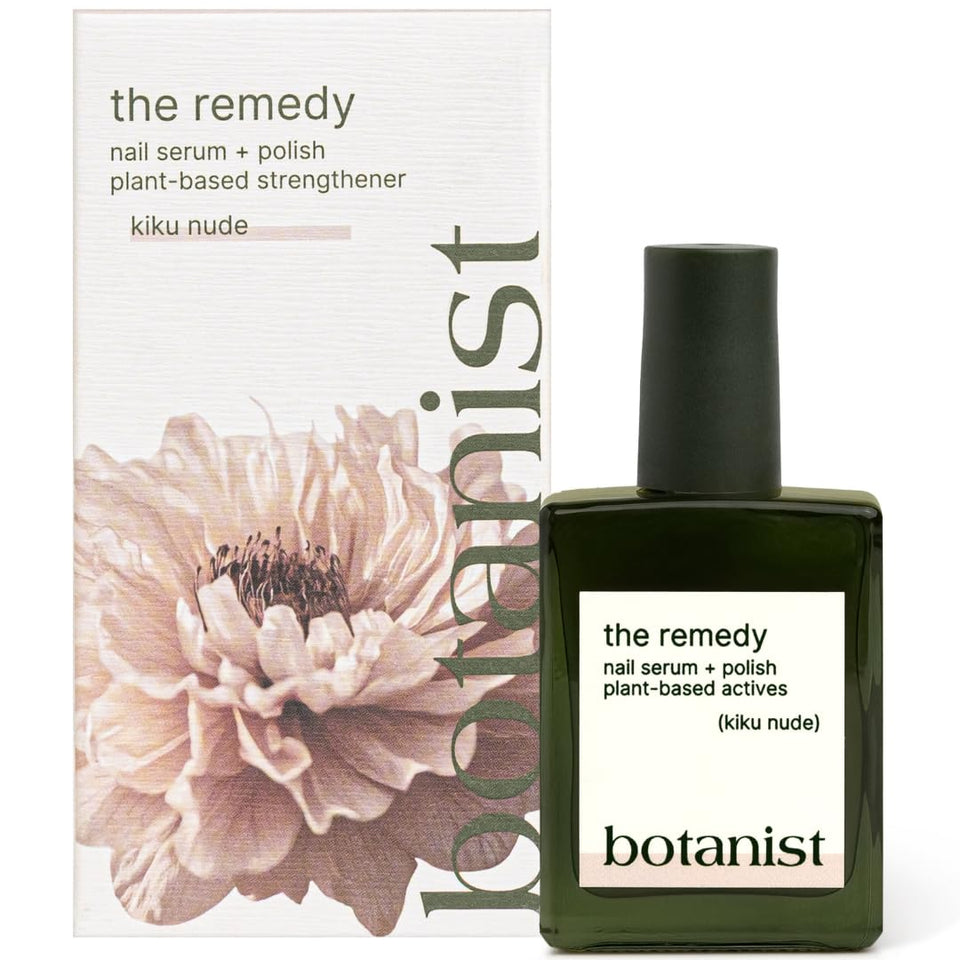 Botanist The Remedy front packaging showing bottle and nude shade, beautifies nails