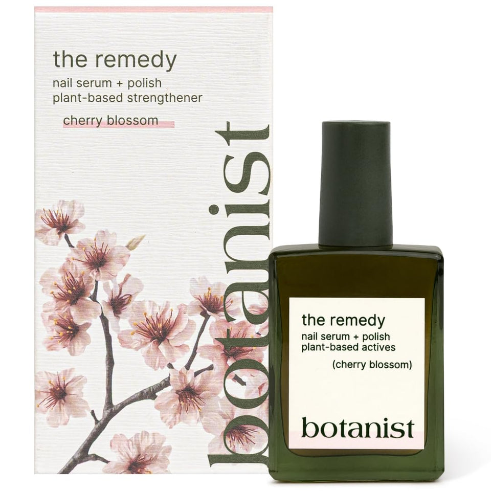 Botanist Nails front packaging showing treatment polish benefits and cherry blossom tint