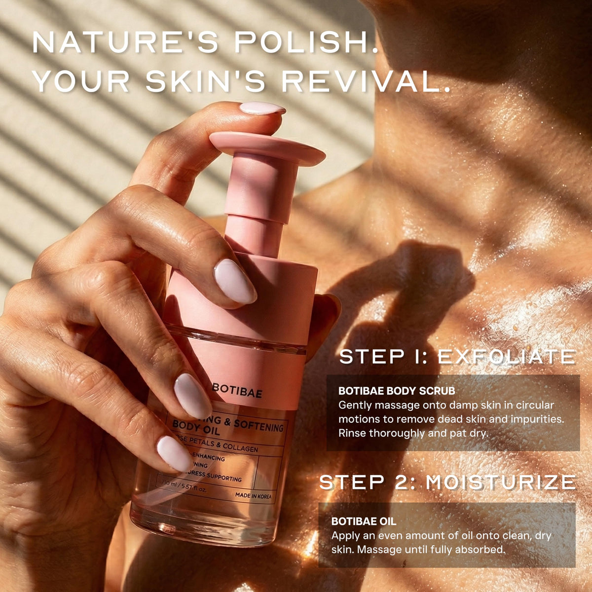 Botibae oil texture droplet on skin demonstrating lightweight absorption