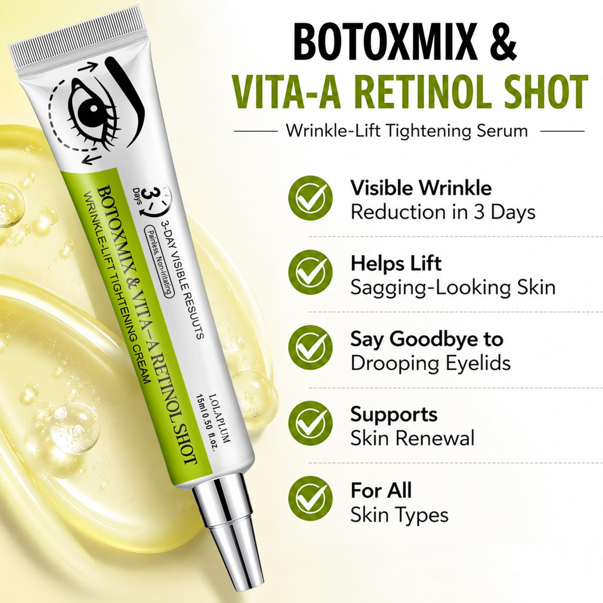 Generic Botoxmix open jar texture close-up highlighting silky fast-absorbing cream