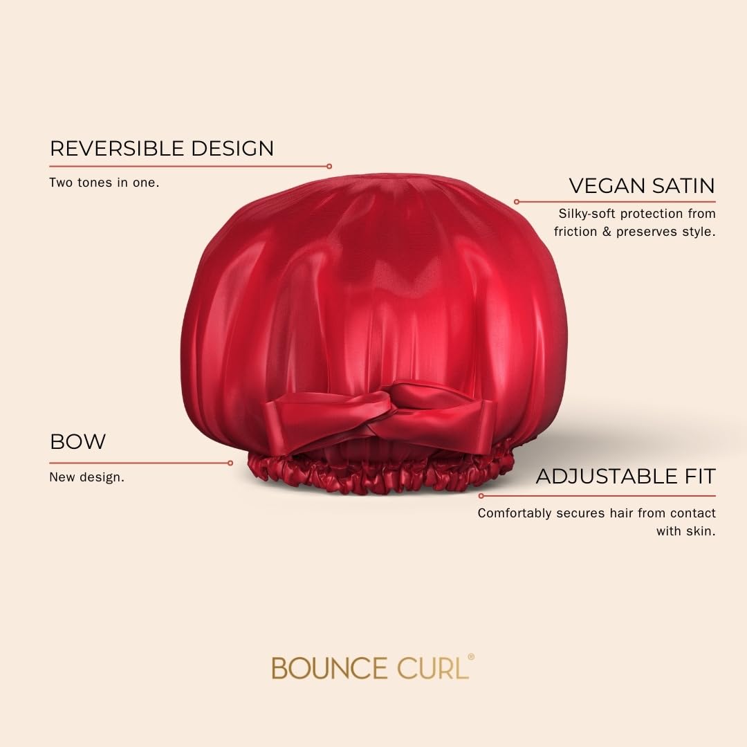 Bounce Curl bonnet adjustable band detail for customized secure comfort