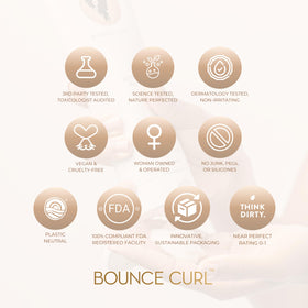 Bounce Curl label close-up showing ingredient list and vegan claim