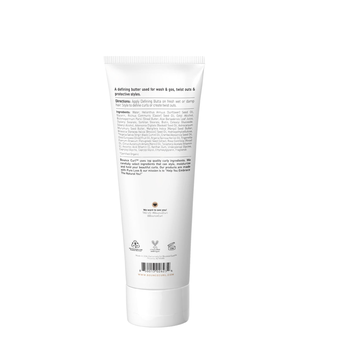 Bounce Curl jar styled on bathroom shelf conveying premium daily routine