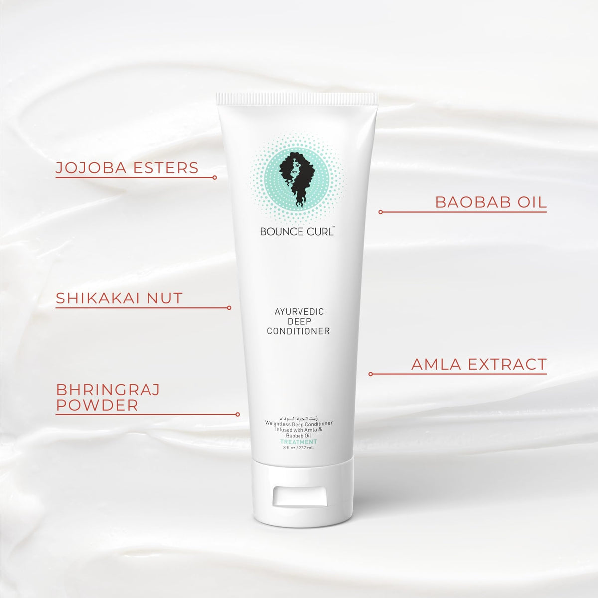 Bounce Curl amla and baobab ingredients emphasizing nourishing botanicals