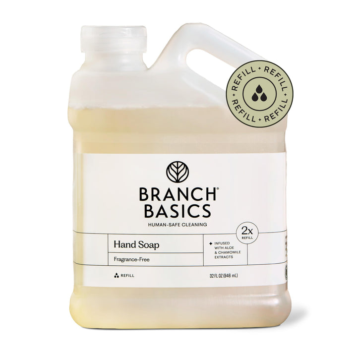 Branch Basics front pouch showing label and size, clear eco-friendly refill