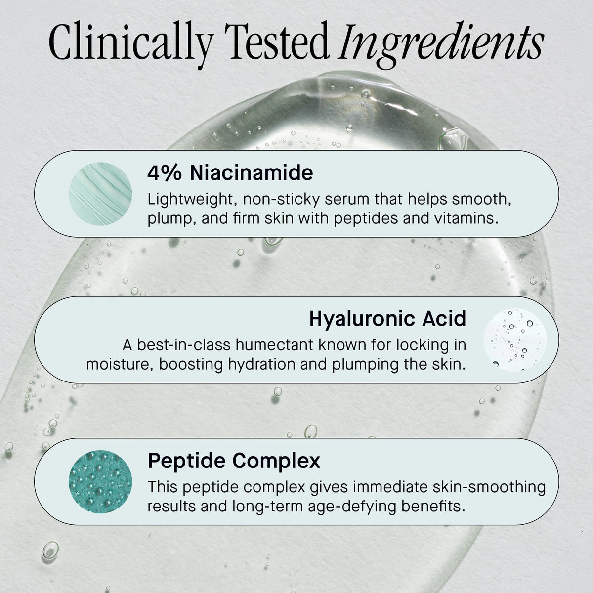 Brandefy ingredient label photo showing niacinamide and hyaluronic benefits