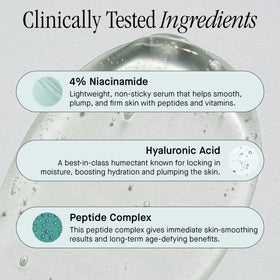 Brandefy ingredient label photo showing niacinamide and hyaluronic benefits