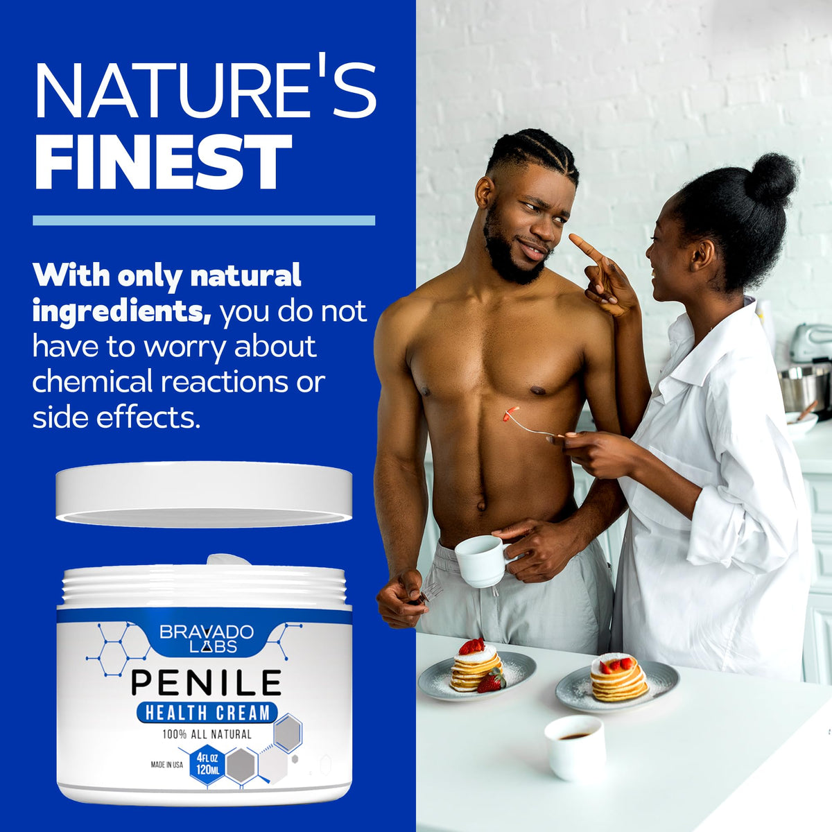 Bravado Labs on bathroom counter in lifestyle scene promoting daily routine benefit