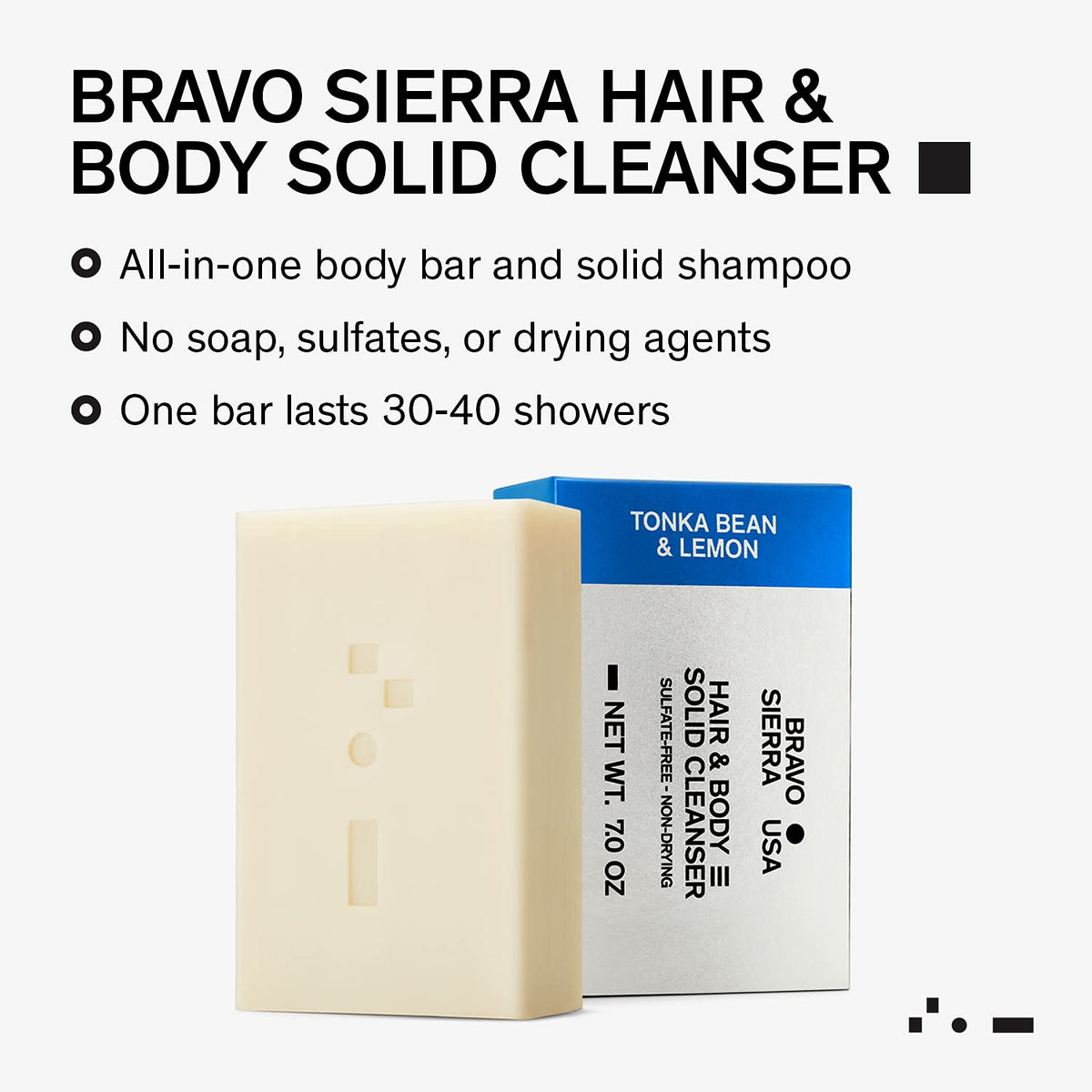Bravo Sierra bar texture close-up highlighting smooth surface and moisturizing benefits