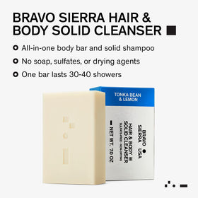 Bravo Sierra bar texture close-up highlighting smooth surface and moisturizing benefits