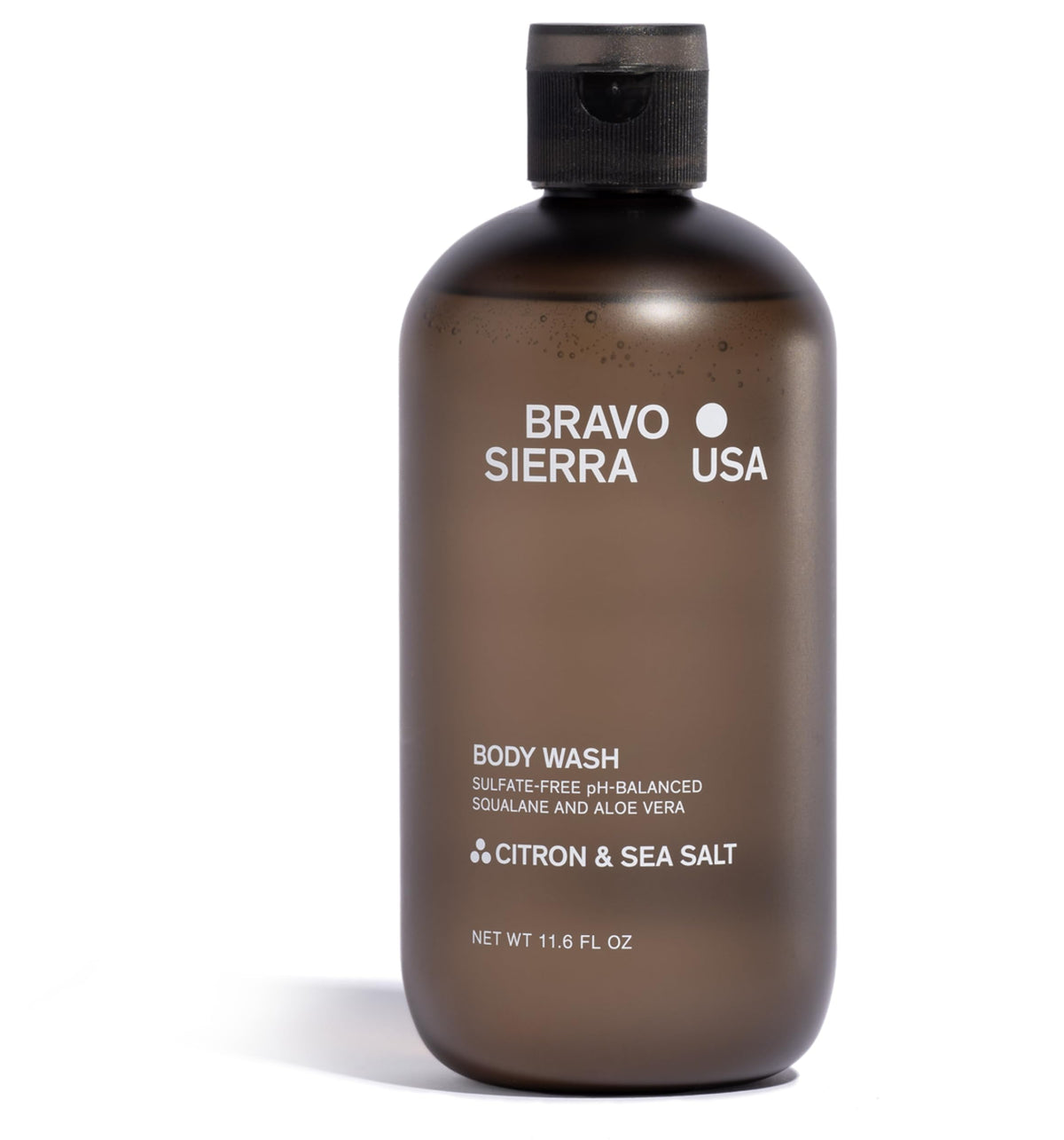 Bravo Sierra bottle front view showing label and citron sea salt scent benefit