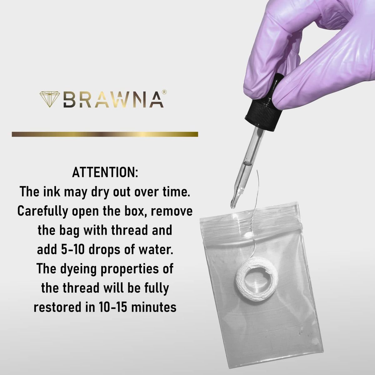 BRAWNA close-up of thread fiber and white pigment revealing smooth line clarity
