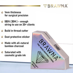 BRAWNA white thread drawn on skin showing clear guide lines for precise shaping
