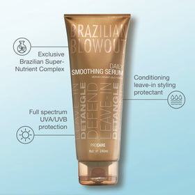 BRAZILIAN BLOWOUT serum texture on palm showing lightweight spreadability and smooth finish