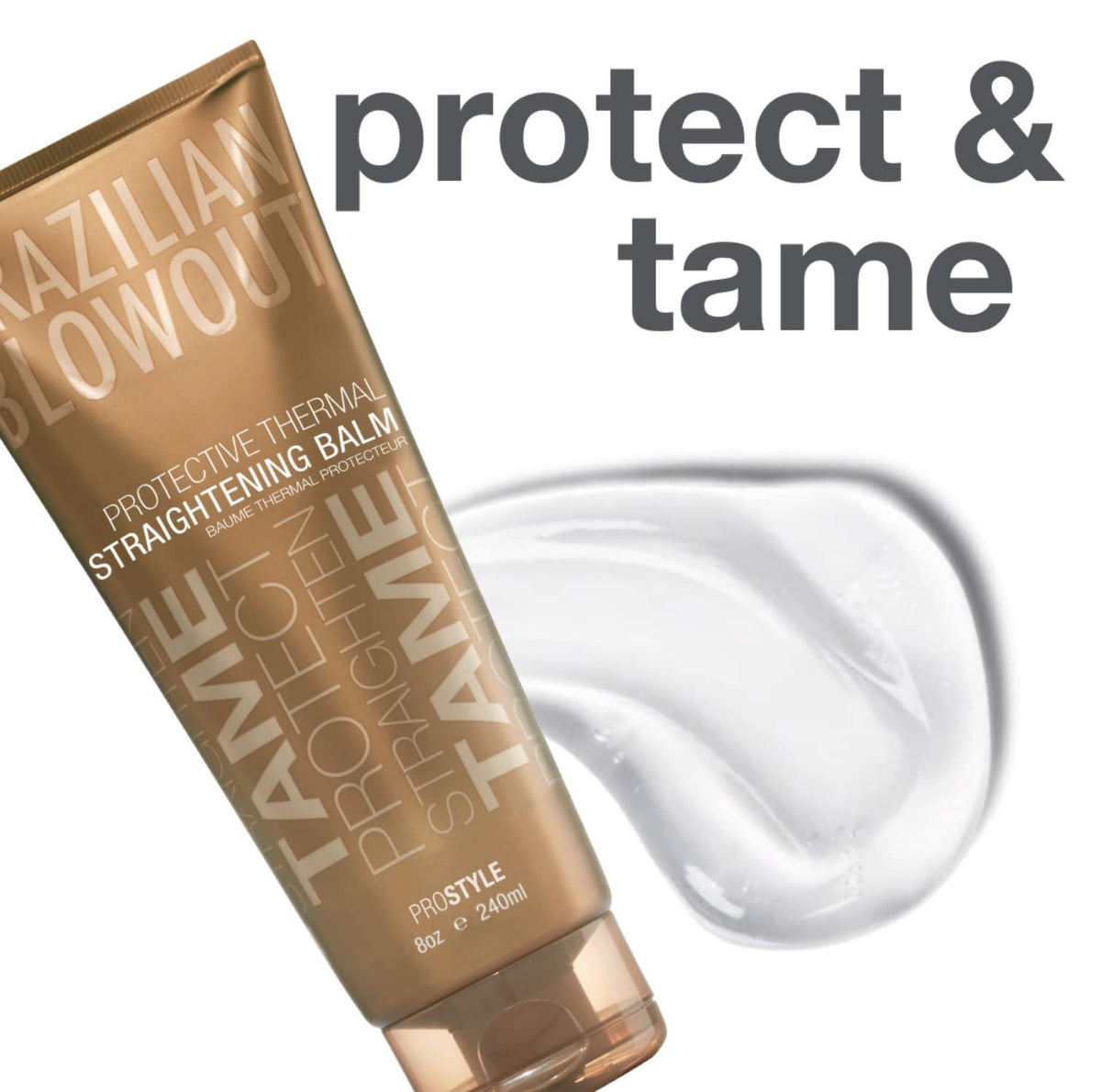 Brazilian Blowout balm applied to towel-dried hair demonstrating frizz control