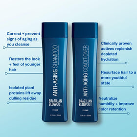 Brazilian Blowout conditioner in use during salon styling for smoother hair
