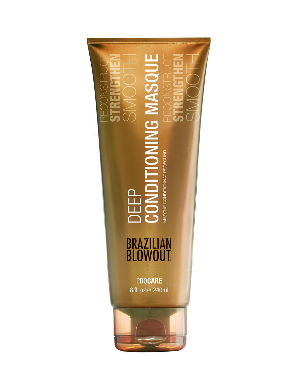Brazilian Blowout masque 8 oz jar front label showing product benefits